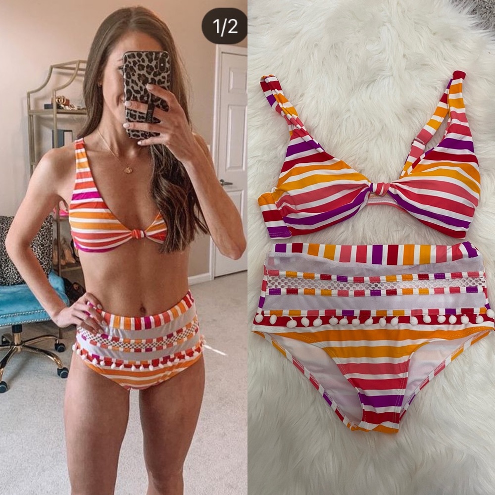 PomPom High waist Bikini - small in both